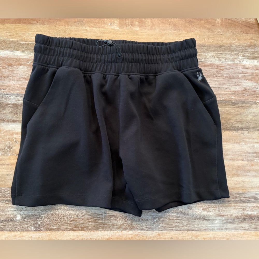 Spyder Active Women's Black Athletic Shorts Pockets Drawstring Pull-On Large‎
